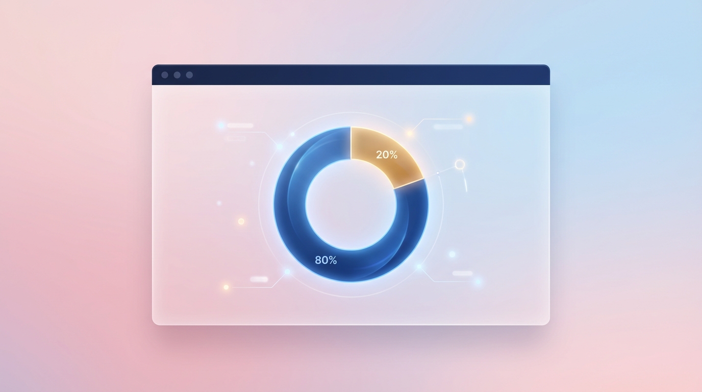 Abstract dashboard showing budget allocation doughnut chart in a floating window.