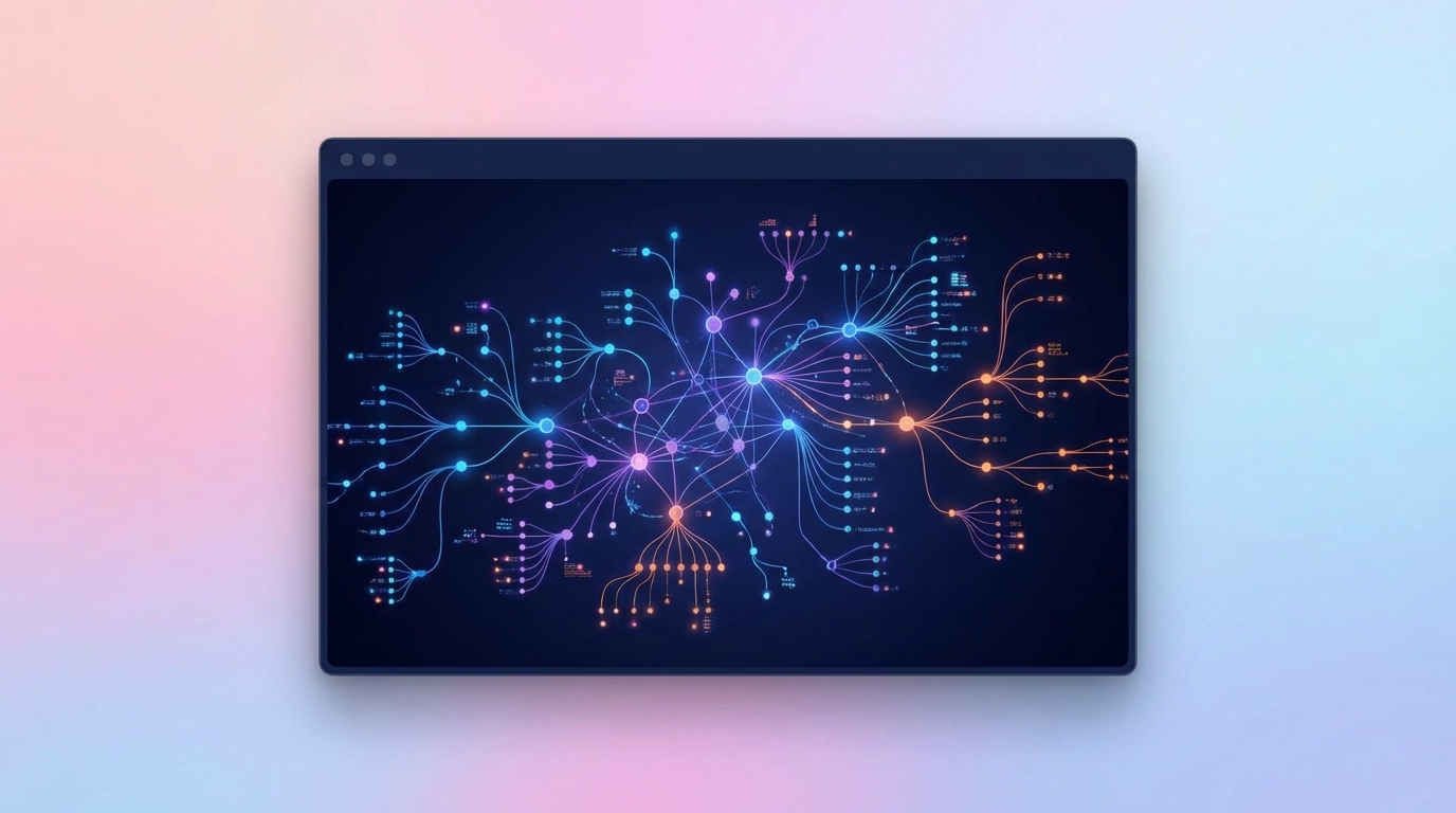 Abstract node graph visualization representing code comprehension and dependency mapping.
