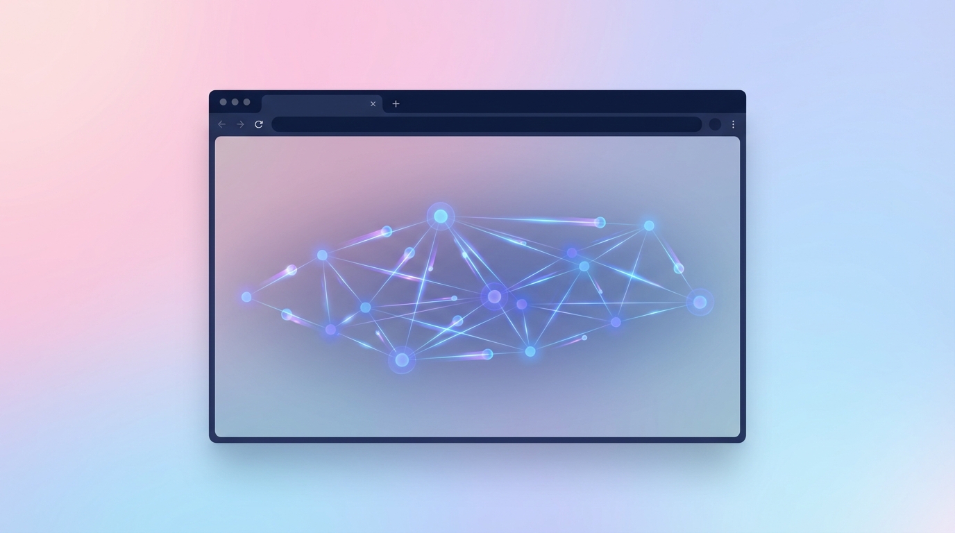 Abstract representation of API data integration and AI networking nodes